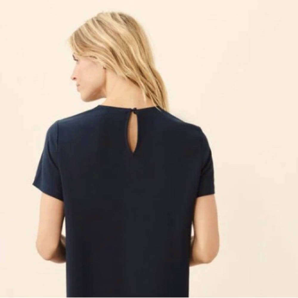 Jenni Kayne Navy Short-Sleeve Keyhole Back Top